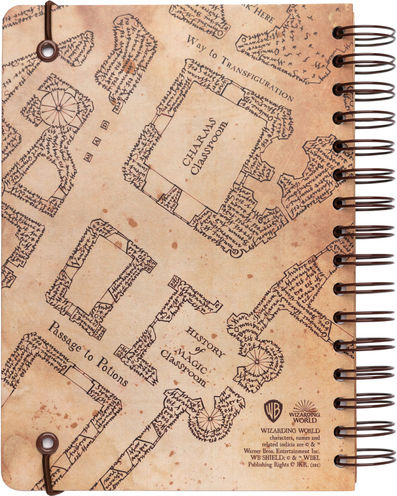 Blue Sky Studios Harry Potter Marauders Map Notebook A5 with Blank Pages and Elastic Brown