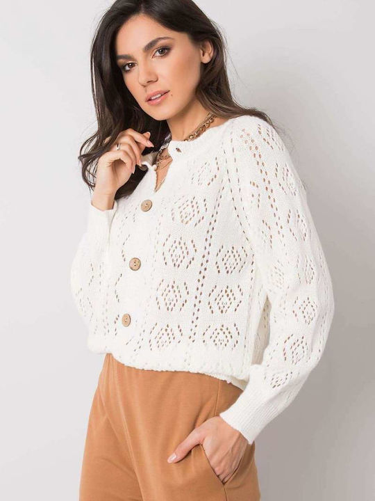 Och Bella Short Women's Knitted Cardigan with Buttons Beige