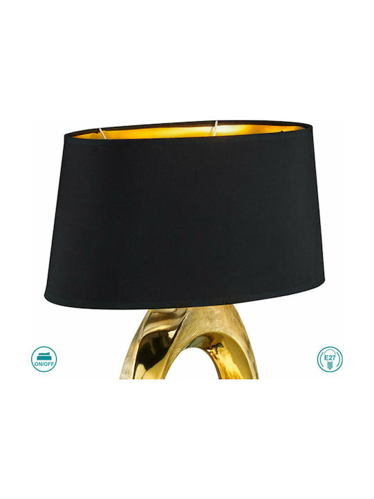 Trio Lighting Taba Ceramic Table Lamp for Socket E27 with Black Shade and Gold Base