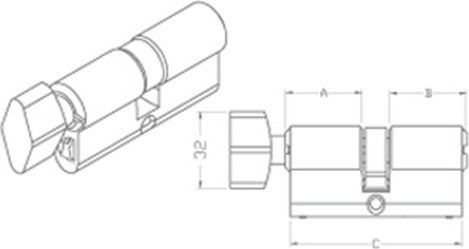 Domus Zylinderschloss Sicherheits 90mm (45-45) Silber