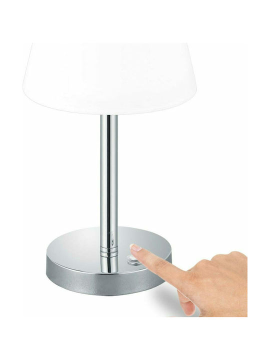 Trio Lighting Emerald Метална Настолна лампа LED с Бял Абажур и Сребрист Основа