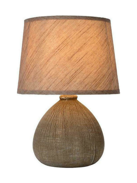 Lucide Lightning Ramzi Ceramic Table Lamp for E14 Fitting with Brown Shade and Base