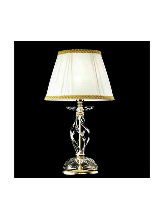 Ondaluce Crystal Table Lamp for Socket E14 with White Shade and Transparent Base