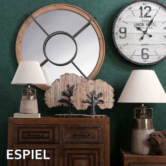 Espiel Keramik Tischlampe für Fassung E27 mit Beige Schirm und Mehrfarbig Basis