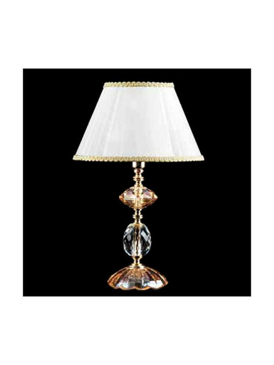 Ondaluce Glass Vintage Table Lamp for Socket E14 with White Shade and Gold Base
