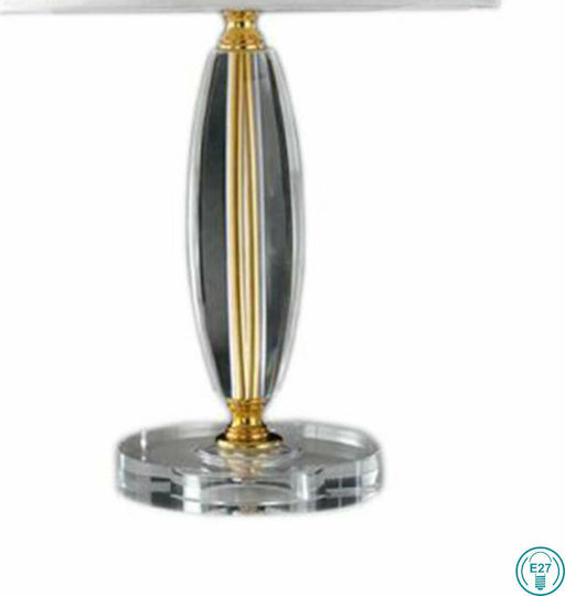 Fan Europe Epoque Crystal Table Lamp for Socket E27 with White Shade and Transparent Base