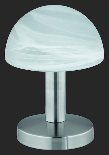 Trio Lighting Fynn Metal Table Lamp for Socket E14 with White Shade and Silver Base