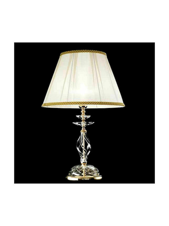 Ondaluce Crystal Table Lamp for Socket E27 with White Shade and Transparent Base