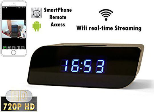Hidden Camera WiFi Clock 720P with Memory Card Slot and Motion Detector