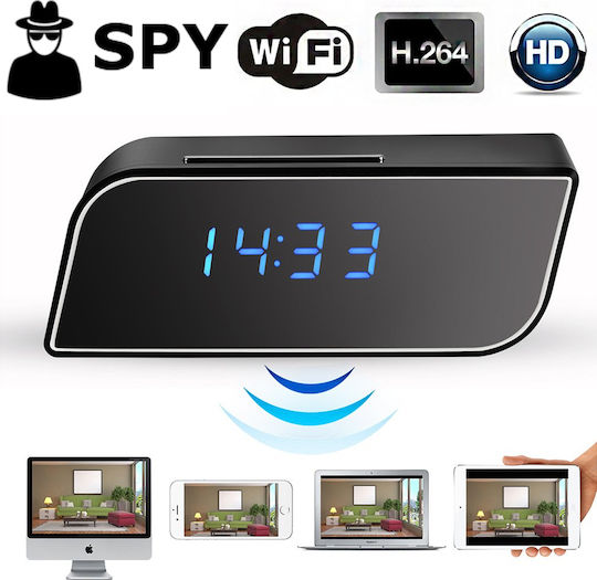 Hidden Camera WiFi Clock 720P with Memory Card Slot and Motion Detector
