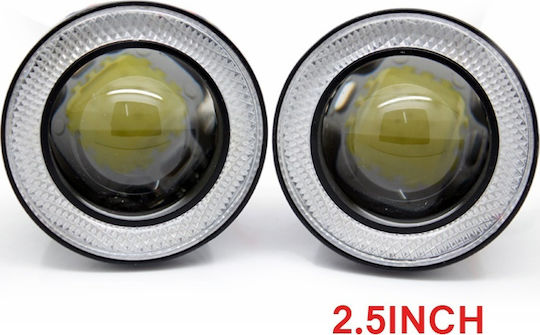 Angel Eyes Round Fog lights with DRL Car LED Universal 12V 15W 6.4cm with White Lighting 2pcs R500-15W