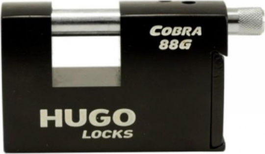 Hugo Locks Cobra 88G Steel Padlock Monoblock with Key 88mm Black 1pcs