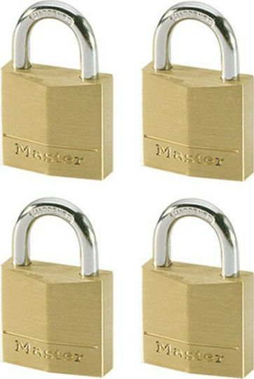 Master Lock 120EURQNOP Steel Padlock Brass with Key 20mm 4pcs