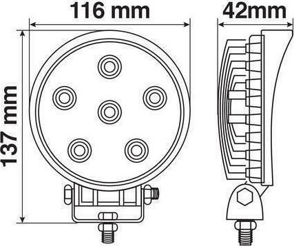 Lampa WL-16 Roundς Waterproof Headlights Car LED Universal 10 - 30V 18W 11.6cm 1pcs