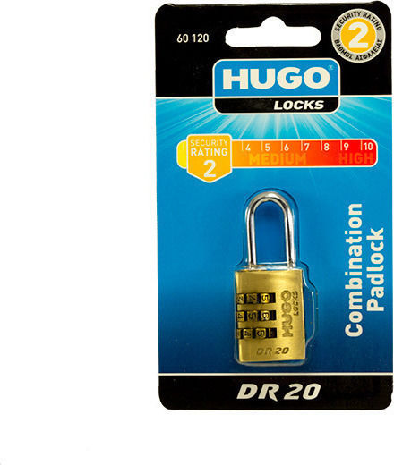 Hugo Locks Μπρούτζινο Λουκέτο Μακρύλαιμο Συνδυασμού 20mm