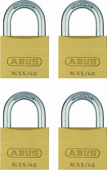 Abus 55/40 Quadro Steel Padlock Brass with Key Brass 40mm 4pcs