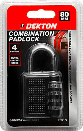 Dekton Steel Padlock Brass Combination 80mm 1pcs