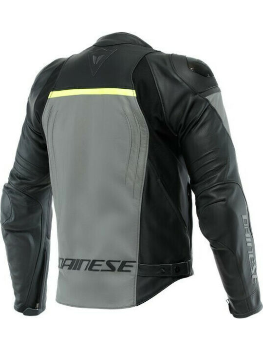 Dainese Racing 4 Men's Riding Jacket Leather 4 Seasons Charcoal-Gray/Black