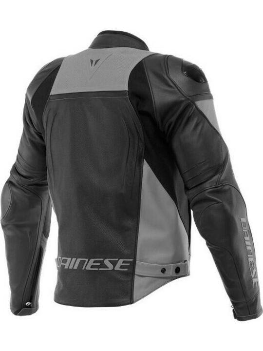 Dainese Racing 4 Perforated Summer Men's Riding Jacket Leather Black/Charcoal-Gray