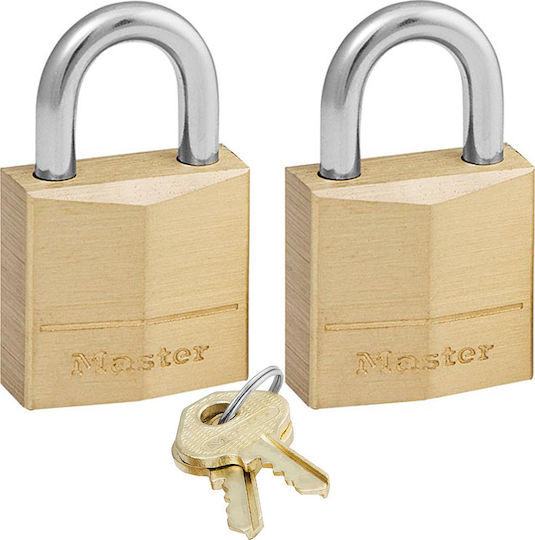 Master Lock 120EURT Μπρούτζινο Λουκέτο Πέταλο με Κλειδί 20mm 2τμχ