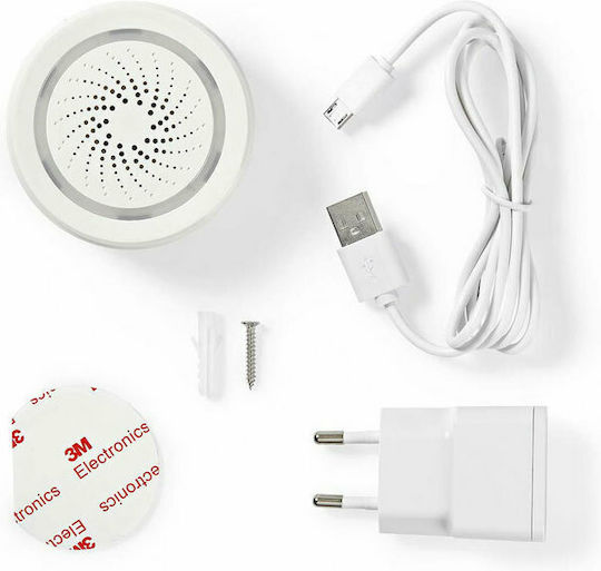 Nedis Ασύρματη Wi-Fi Σειρήνα Συναγερμού Μπαταρίας Εσωτερικού Χώρου 85dB 5V 3x6.5εκ.