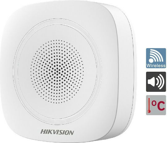 Hikvision Безжичен RF Сирена за аларма На батерия За вътрешно ползване 110дБ с Син светлина 8.8x8.8см.