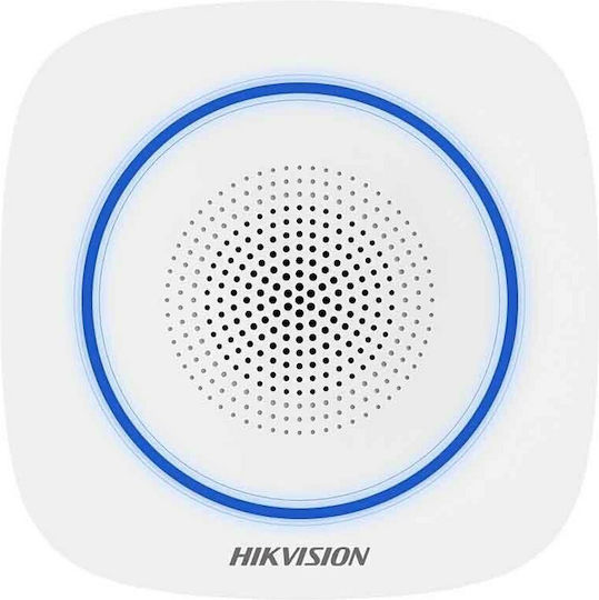 Hikvision Безжичен RF Сирена за аларма На батерия За вътрешно ползване 110дБ с Син светлина 8.8x8.8см.