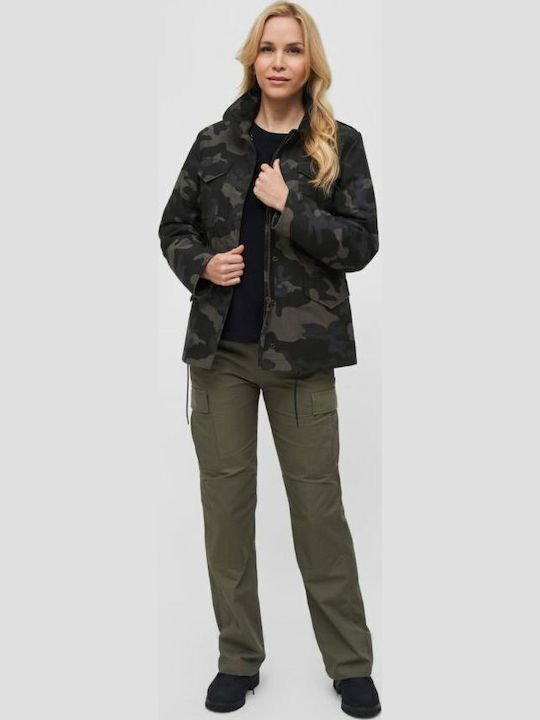 Kurz Damen Parka Jacke für Winter Dark Camo