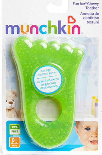 Munchkin Fun Ice Foot Teething Ring with Gel BPA Free Silicone for 0 m+ Green