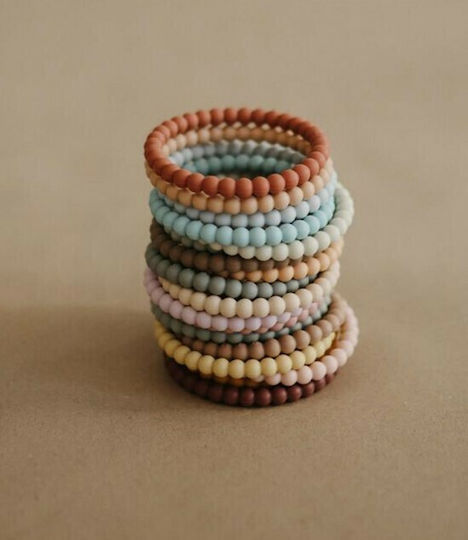 Mushie Pearl Teething Wrist Teether Silicone for 0 m+ 3 Pieces