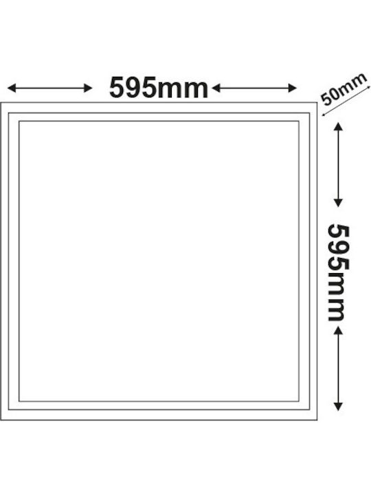 Aca Τετράγωνο Χωνευτό LED Panel 40W με Θερμό Λευκό Φως 3000K 60x60εκ.