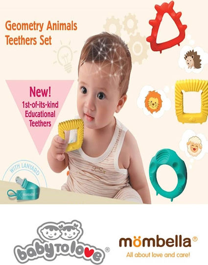 Baby to Love Geometry Animal Teething Ring for Teething from Silicone for 3 months+ 3 Pieces