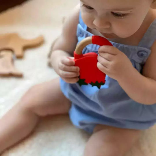 Nibbling Strawberry Teething Ring from Silicone for 3 Months+
