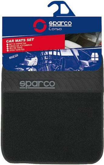 Sparco Satz Vorder- und Hintermatten Universal 4Stück aus Teppichboden Schwarz