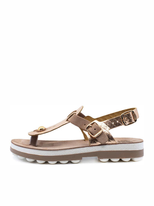 Marlena Leather Women's Flat Sandals Anatomic Rose Gold