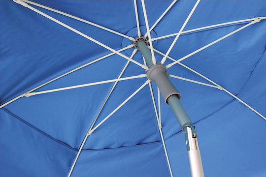 Escape Folding Aluminum Beach Umbrella Diameter 2m with UV Protection and Air Duct Silver Blue