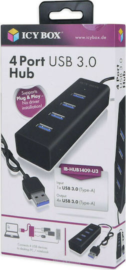 Icy Box USB 3.0 4 Port Hub with USB-A Connection