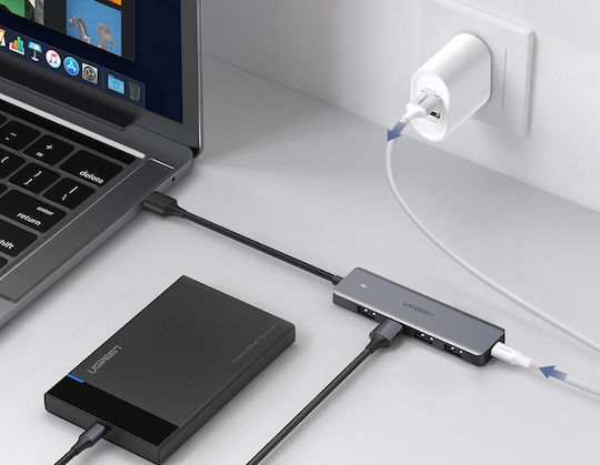 Ugreen CM219 Hub 5 Ports USB 3.0 with USB-C Connection Gray