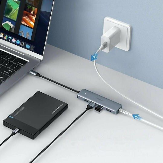 Ugreen CM219 Hub 5 Ports USB 3.0 with USB-C Connection Gray
