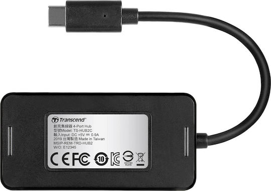 Transcend HUB2C Hub USB 3.1 cu 4 Porturi și Conectare USB-C