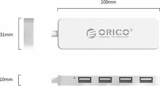 Orico Fl01 Hub 4 Ports USB 2.0 with USB-A Connection White
