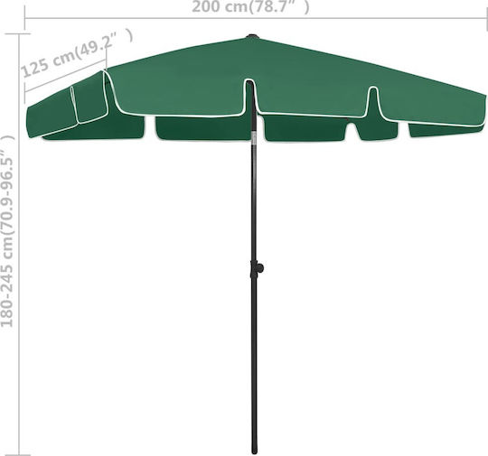 vidaXL Beach Umbrella Diameter 2m Green