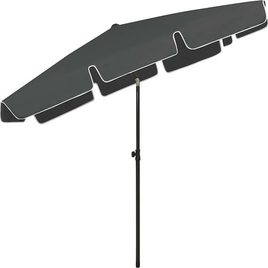 vidaXL Folding Beach Umbrella Diameter 2m with UV Protection Gray