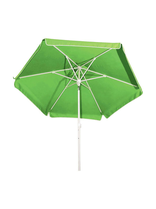 Green Metal Floor Parasol with Base and Valance 2x2m