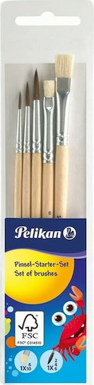 Pelikan Pinsel Starter Set Round Paint Brush Set Νο 2-4-6 Στρογγυλά & Νο 6-10 Πλακέ No10 / No2 / No4 / No6 5pcs