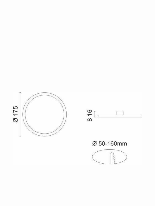 Spot Light Round Recessed LED Panel 15W with Cool White Light 6000K 17.5cm