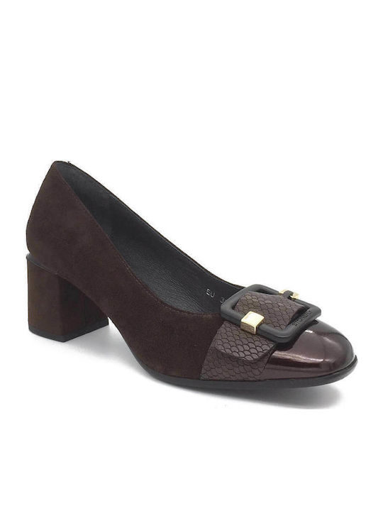 Leather Peep Toe Brown Medium Heels Bridget 10