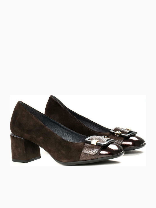 Leather Peep Toe Brown Medium Heels Bridget 10