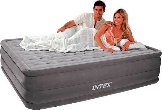 Intex Air Mattress Double with Integrated Electric Pump Comfort Plush Queen 203x152x56cm