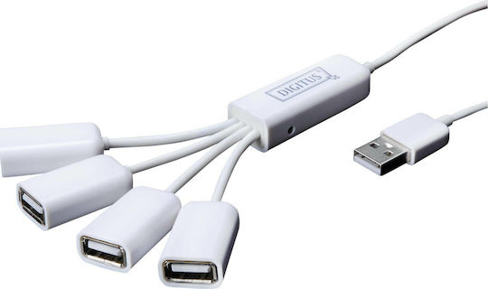 Digitus Hub 4 Θυρών USB 2.0 με σύνδεση USB-A Λευκό